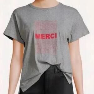 Women's Rag & Bone Merci Gray Graphic Tee Sz Small T-Shirt Cotton Short Sleeve